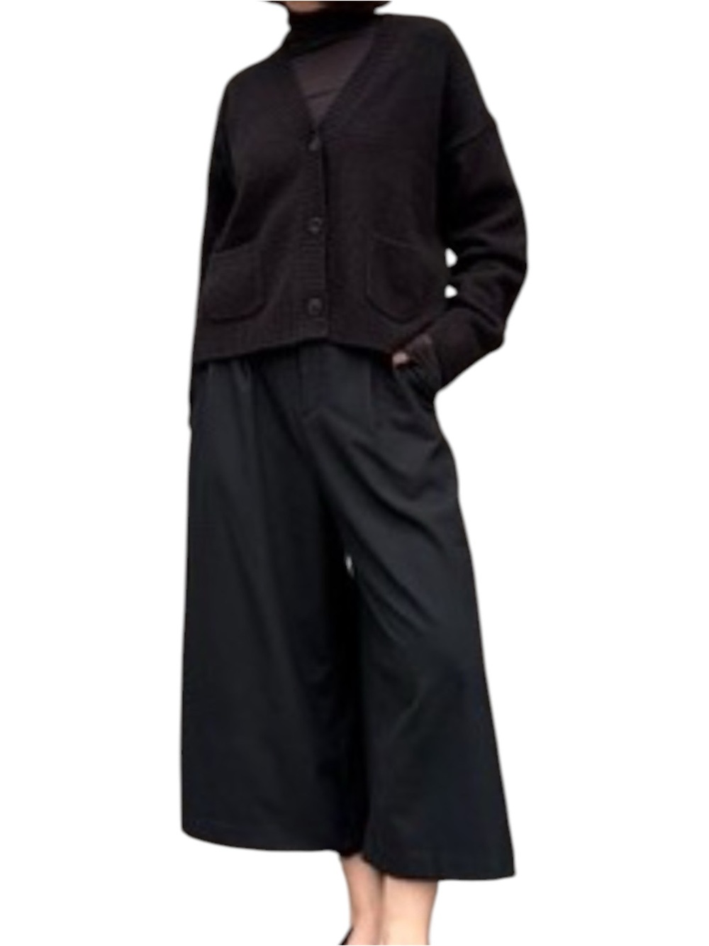 Uniqlo x Clare Waight Keller Wide Leg Black Culottes Size Medium Cropped Pleated